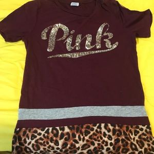 Sequin top from PINK, deep purple with cheetah